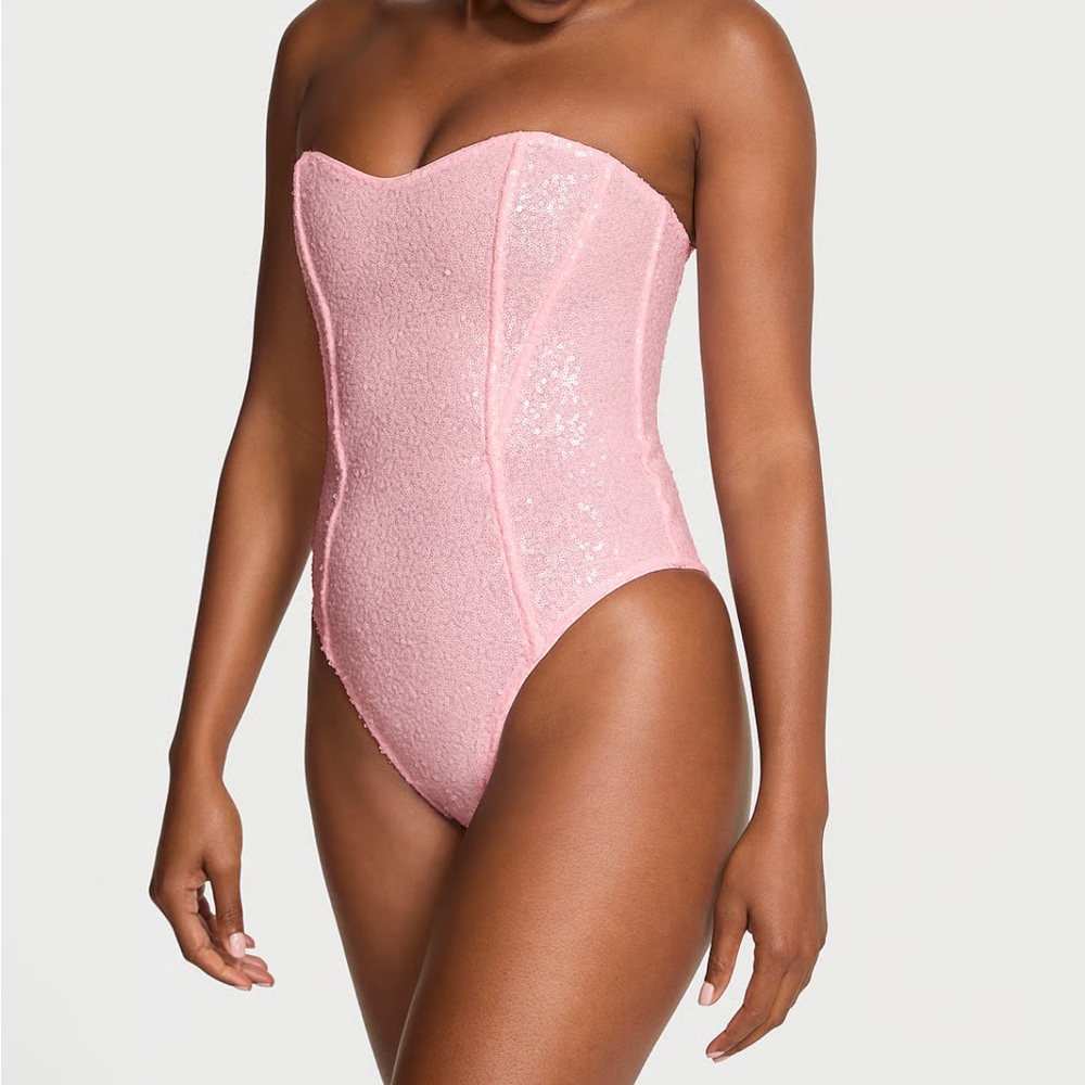 Victoria's Secret Light Pink Sequin Body Suit